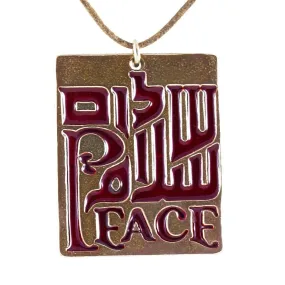 Peace Trinity Translucent Red Enamel on Adjustable Length Natural Fiber Cord