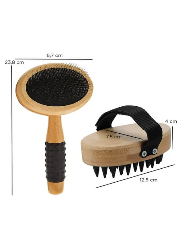 Pet Bamboo Grooming Brush Set