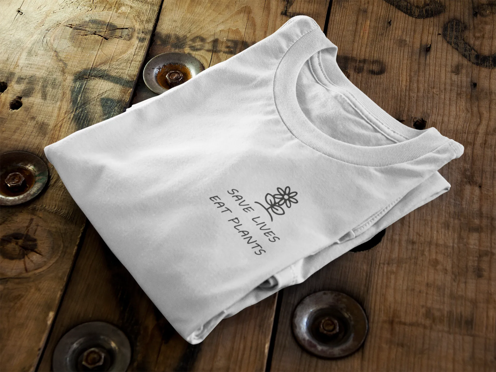 Save Lives Eat Plants || Pocket Print || Organic Cotton || Unisex T-Shirt