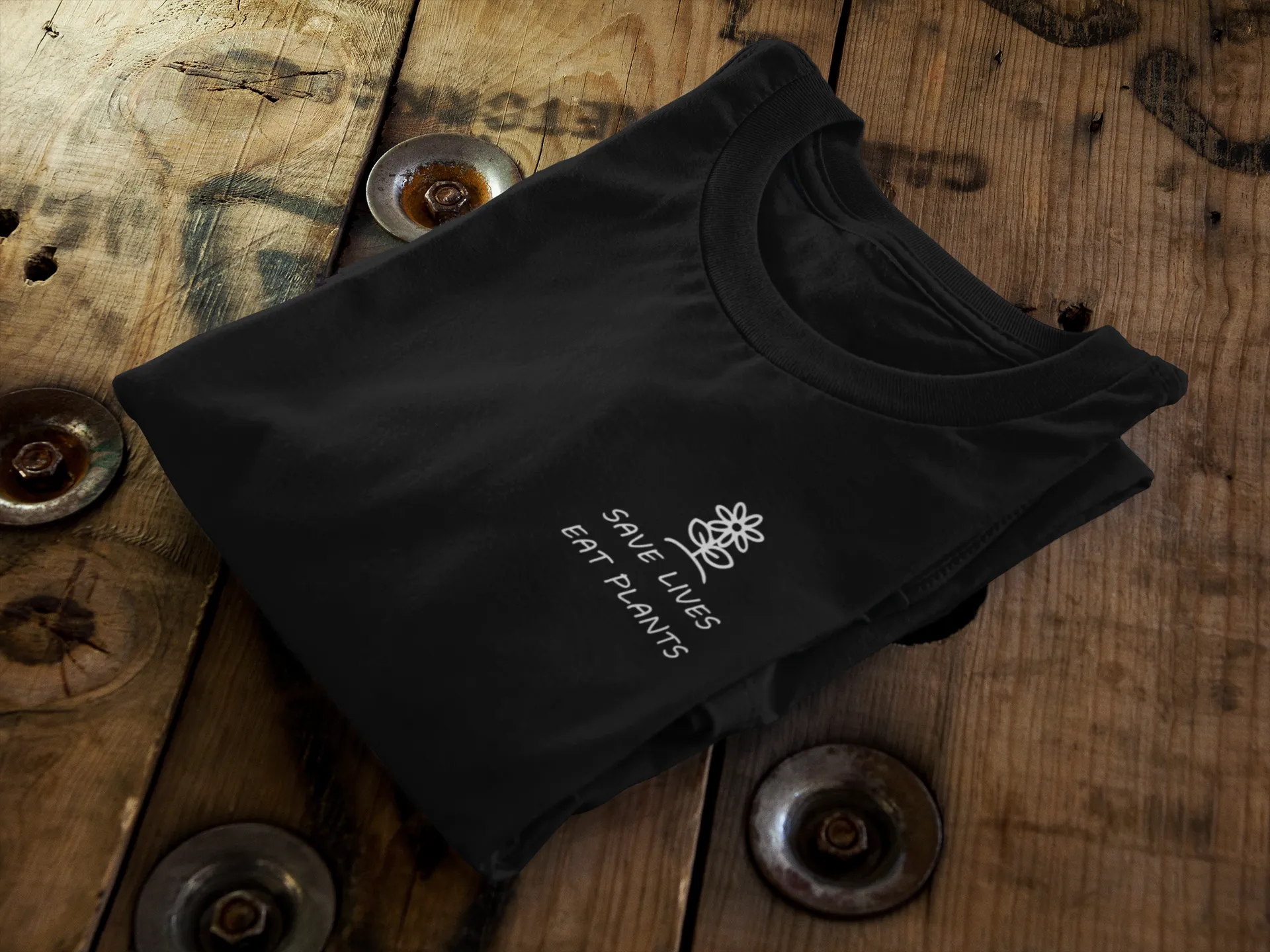 Save Lives Eat Plants || Pocket Print || Organic Cotton || Unisex T-Shirt