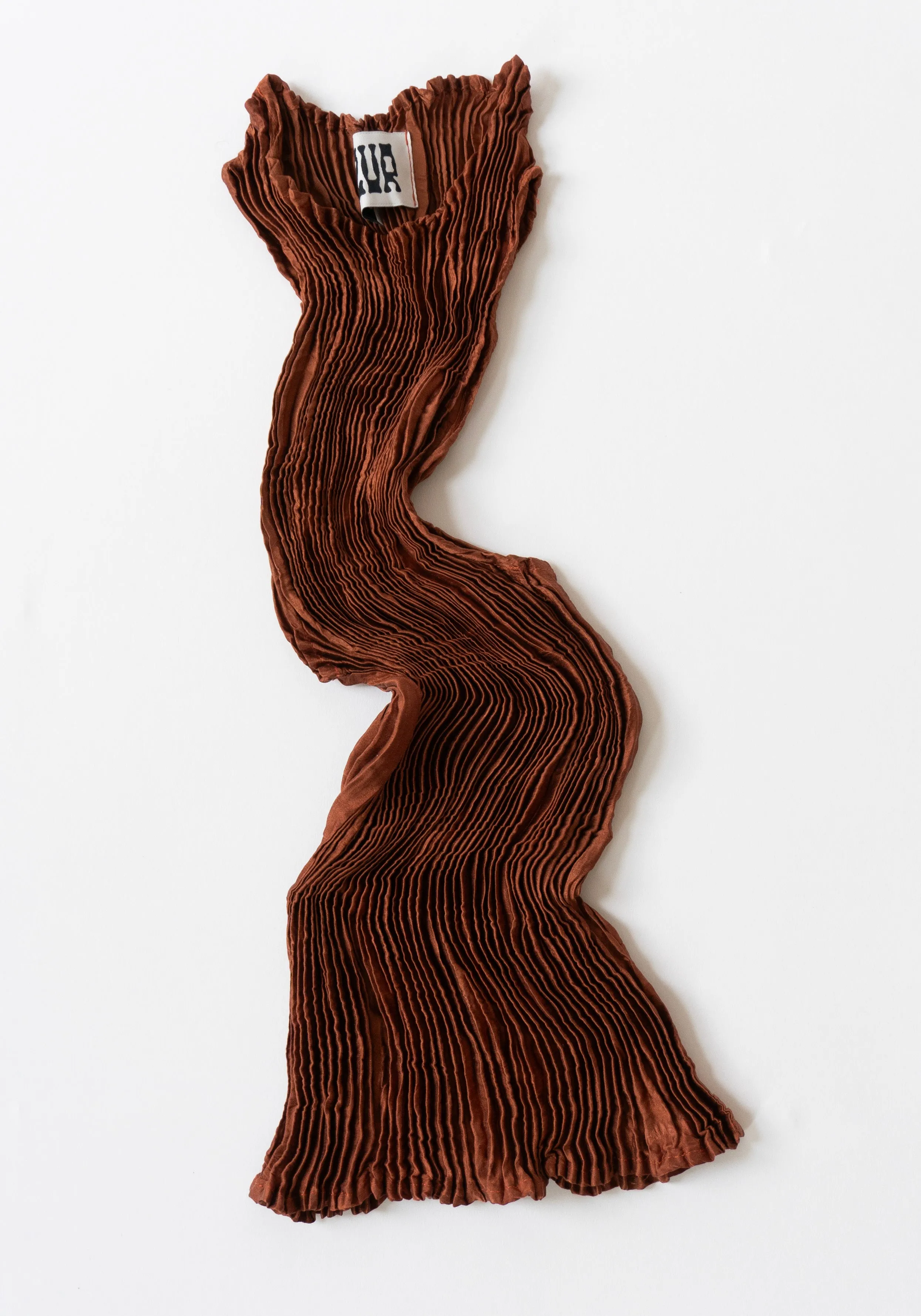 Luxurious Silk Plissé Tank Top in Rich Mahogany Brown