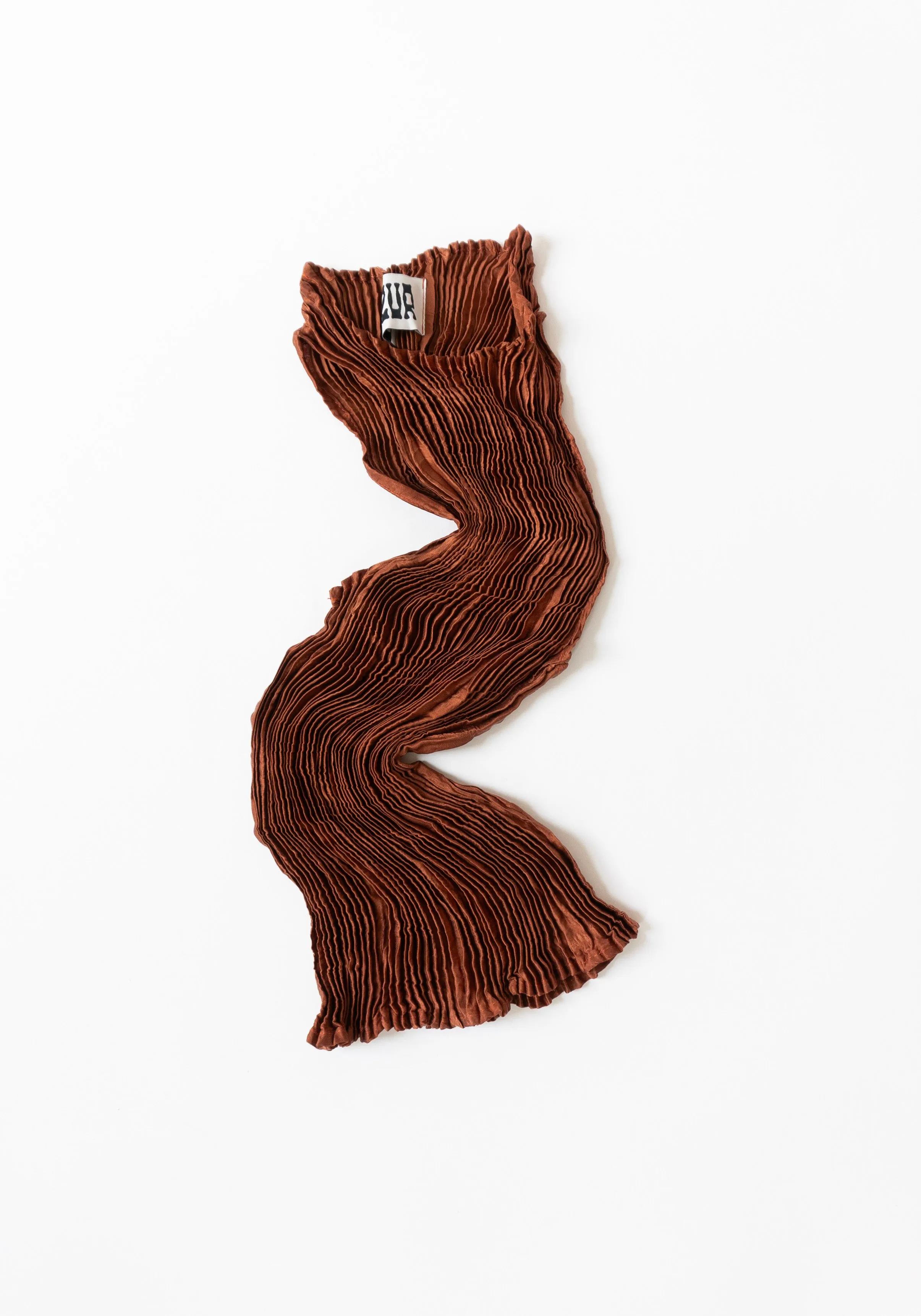 Luxurious Silk Plissé Tank Top in Rich Mahogany Brown
