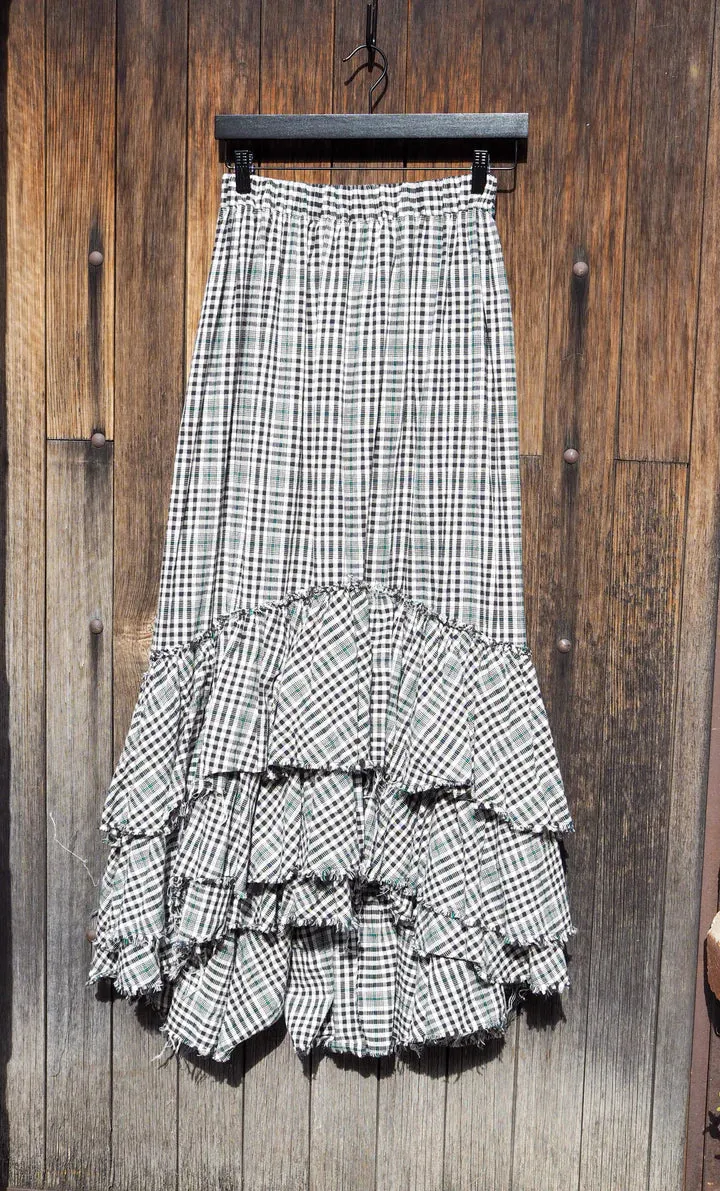 SWAN SKIRT (LINEN) PRINCE OF WALES CHECK