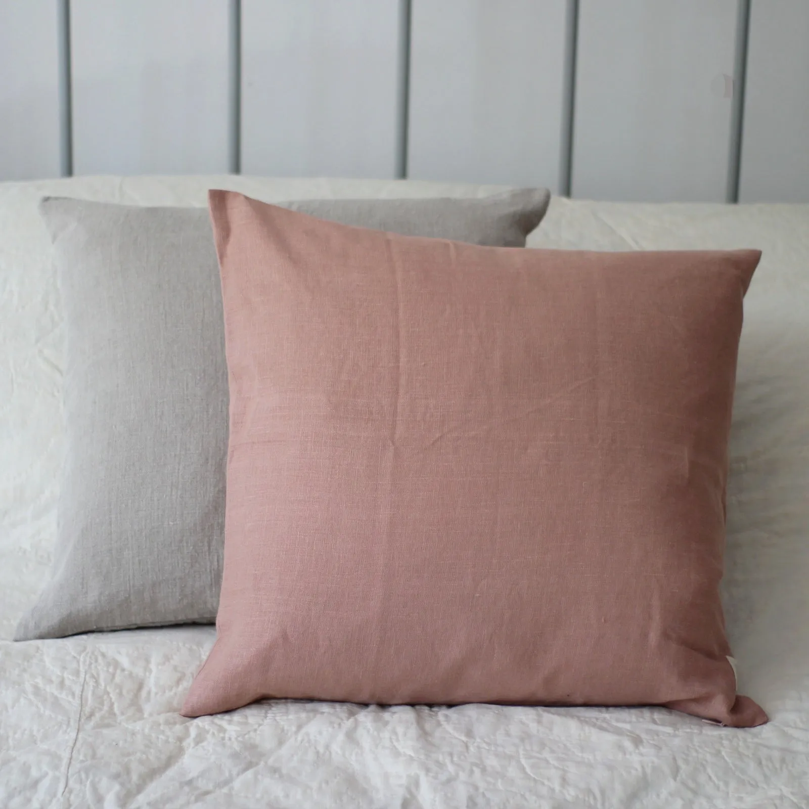Washed Linen Cushion, Blush