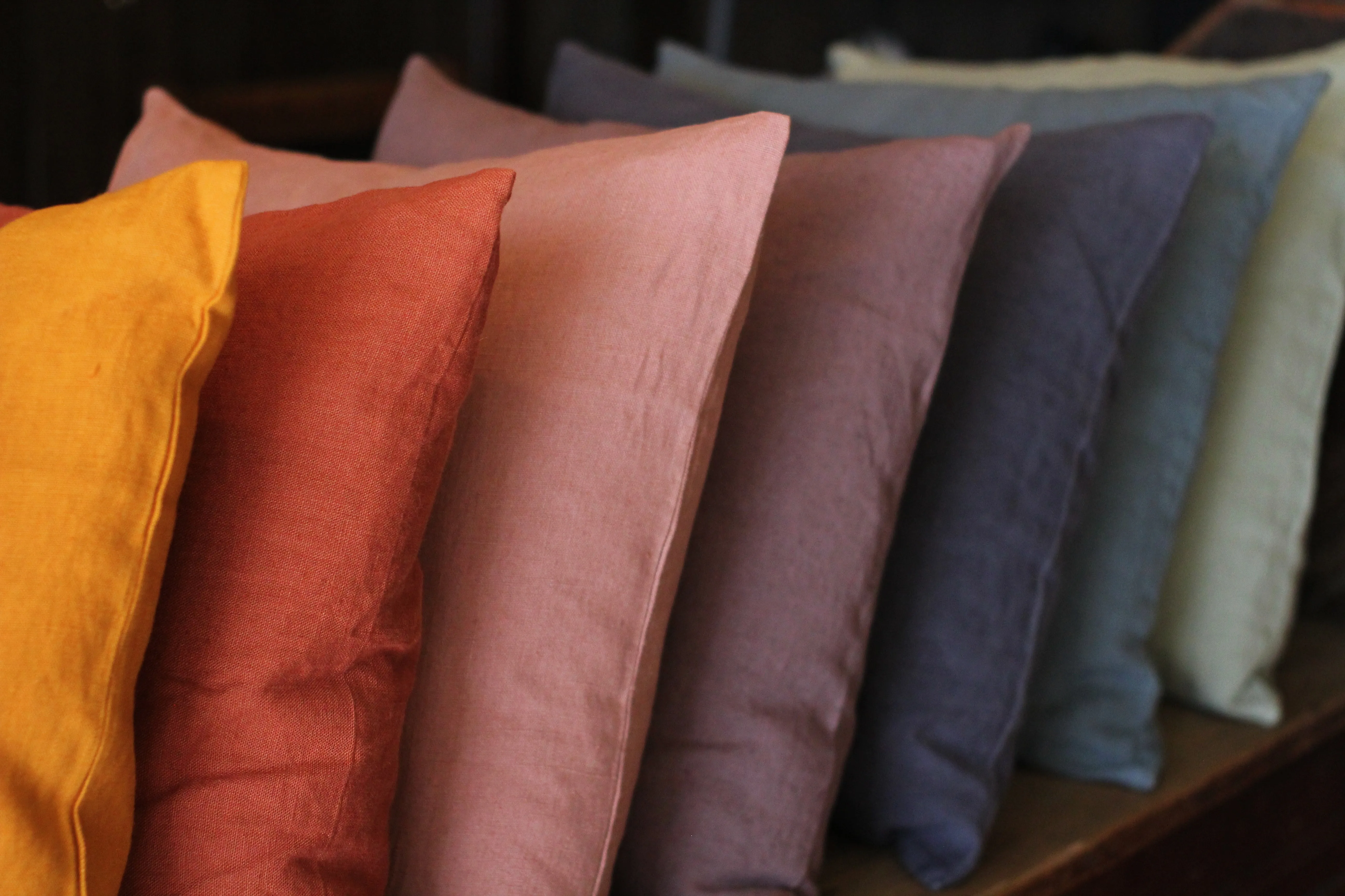 Washed Linen Cushion, Blush