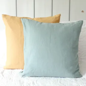 Washed Linen Cushion, Duck Egg