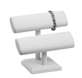 White Leatherette Double Oval T Bar