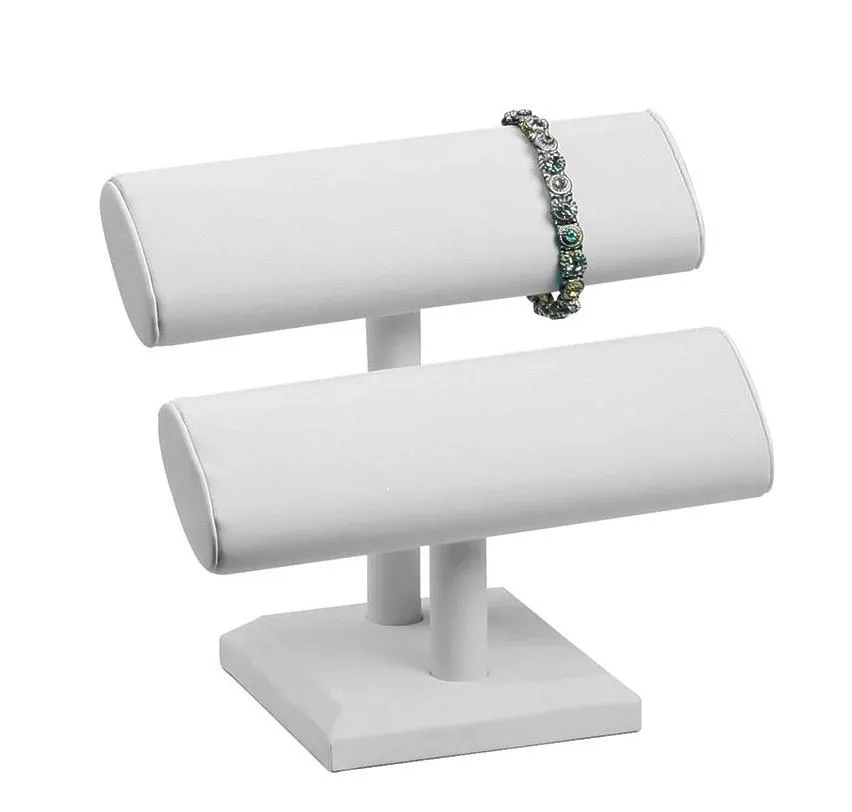 White Leatherette Double Oval T Bar