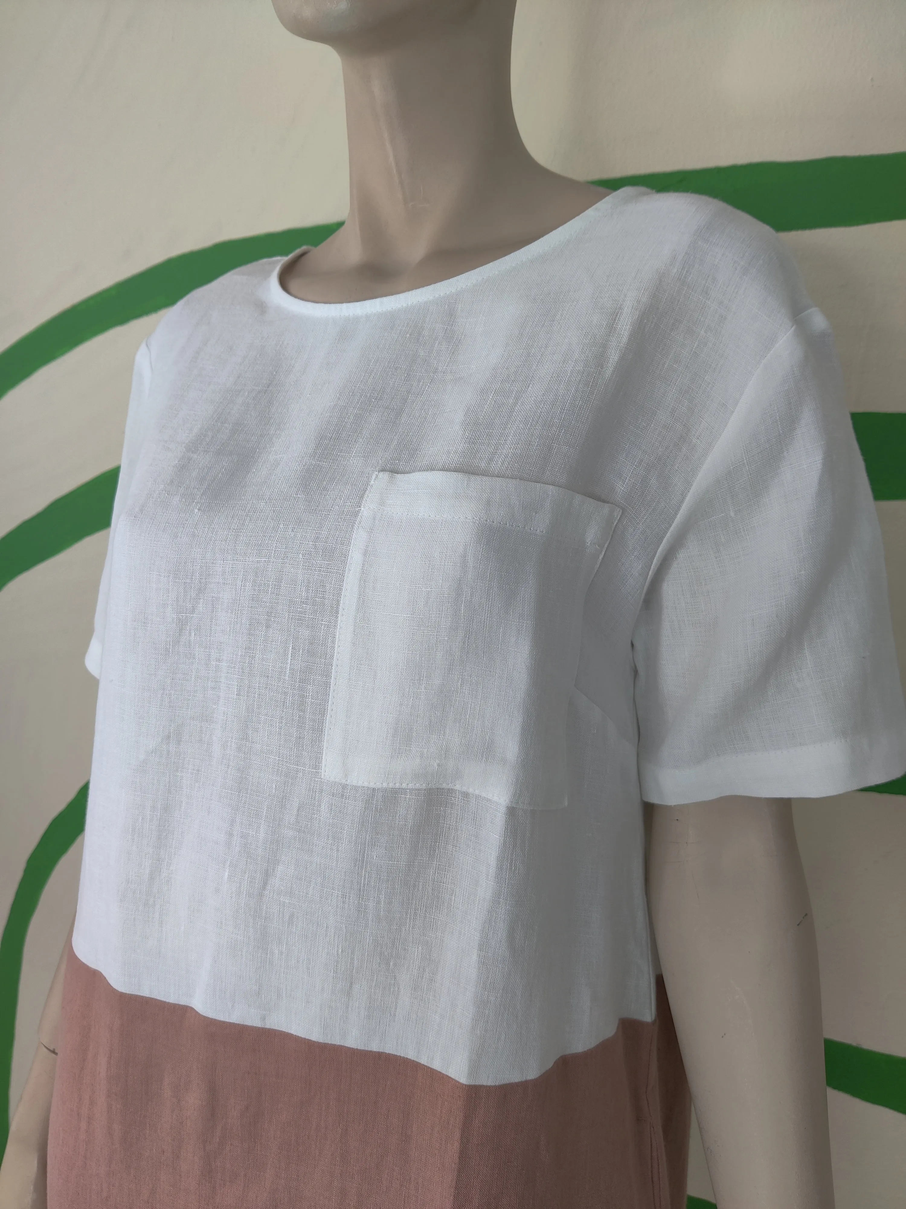 White/Rose Block Dress