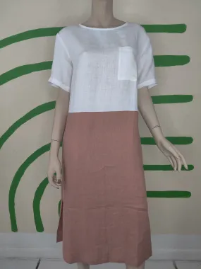 White/Rose Block Dress