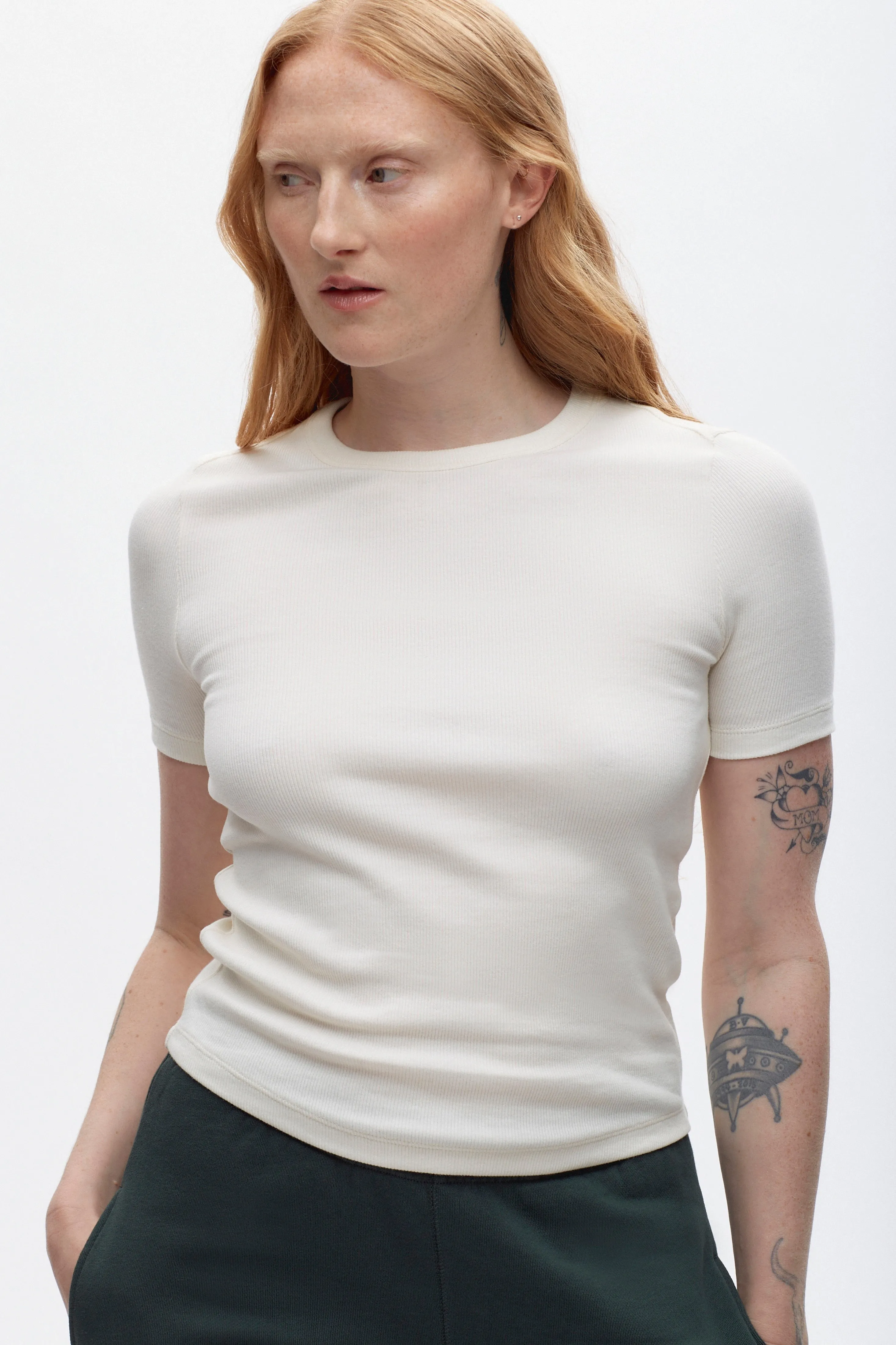 Women's Fitted Rib Tee in Marshmallow