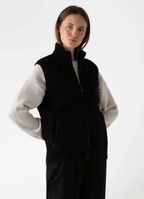Womens Black Wool Fleece Gilet - Cozy and Stylish Outerwear