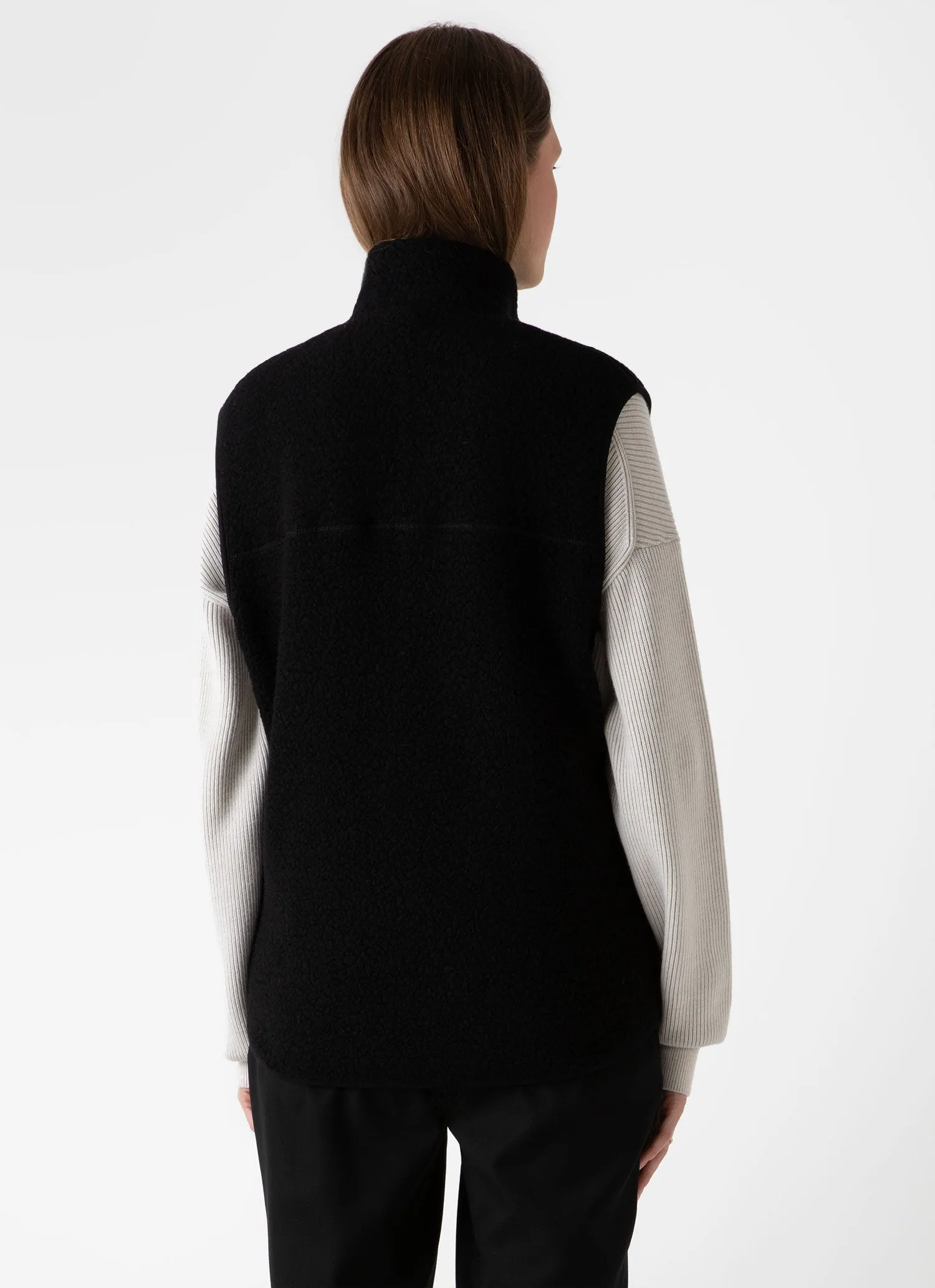 Womens Black Wool Fleece Gilet - Cozy and Stylish Outerwear